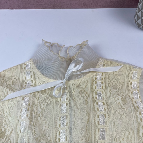 Irving Mack Vintage Cream Ivory White Dress Long Sleeve Ruffle Girl Classic - Picture 4 of 9